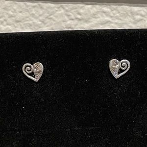 Brighton Cute & Girly Cut Out Swirl Silver Heart Stud Earrings